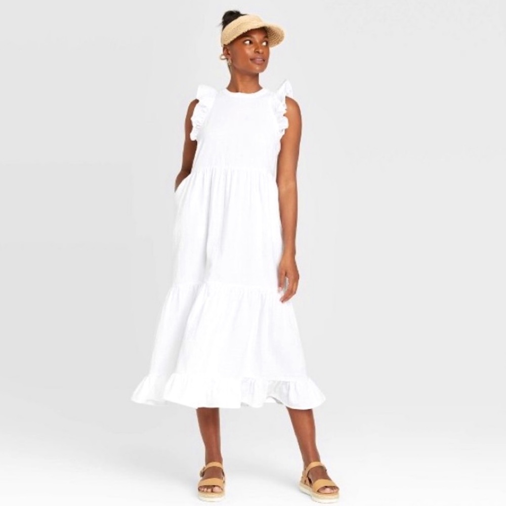 Universal Thread Target White Ruffle Sleeve Maxi Dress